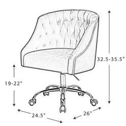 Kirkland's Home Velvet Tufted Golden Leg Swivel Office Chair- Office Furniture