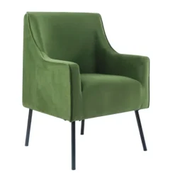 Kirkland's Home Velvet Upholstered Black Legs Accent Chair- Accent Chairs