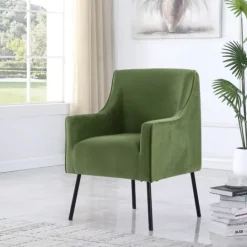 Kirkland's Home Velvet Upholstered Black Legs Accent Chair- Accent Chairs