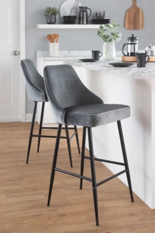 Kirkland's Home Velvet Upholstered Counter Stools, Set Of 2- Bar Stools & Counter Height Stools