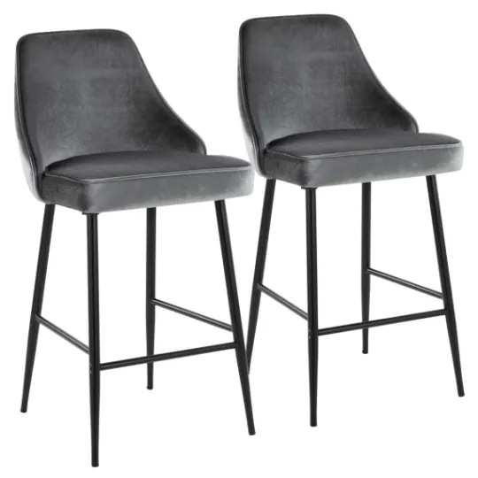 Kirkland's Home Velvet Upholstered Counter Stools, Set Of 2- Bar Stools & Counter Height Stools