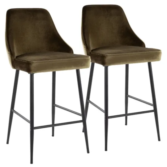 Kirkland's Home Velvet Upholstered Counter Stools, Set Of 2- Bar Stools & Counter Height Stools