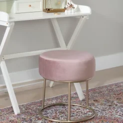 Kirkland's Home Velvet Upholstered Vanity Stool- Benches & Ottomans
