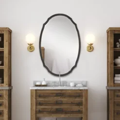 Kirkland's Home Vintage Charcoal Concaved Oval Mirror- Decorative Mirrors