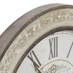 Kirkland's Home Vintage Cream Rust Round Framed Wall Clock- Clocks