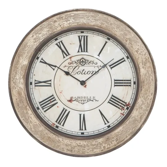 Kirkland's Home Vintage Cream Rust Round Framed Wall Clock- Clocks
