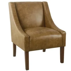 Kirkland's Home Vintage Faux Leather Swoop Accent Chair- Accent Chairs