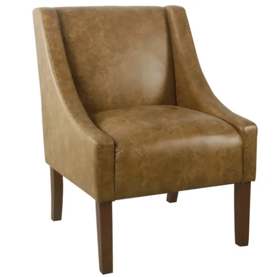 Kirkland's Home Vintage Faux Leather Swoop Accent Chair- Accent Chairs