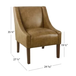 Kirkland's Home Vintage Faux Leather Swoop Accent Chair- Accent Chairs