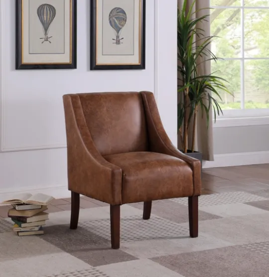 Kirkland's Home Vintage Faux Leather Swoop Accent Chair- Accent Chairs