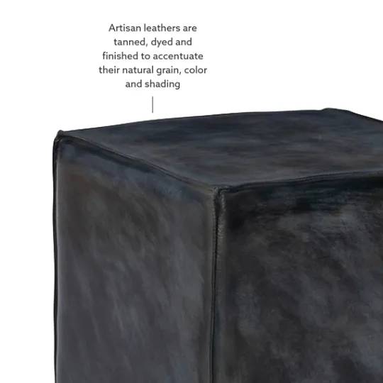 Kirkland's Home Vintage Finish Leather Cube Ottoman- Benches & Ottomans