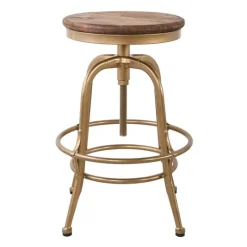 Kirkland's Home Vintage Gold Circled Arch Base Counter Stool- Bar Stools & Counter Height Stools