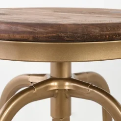 Kirkland's Home Vintage Gold Circled Arch Base Counter Stool- Bar Stools & Counter Height Stools