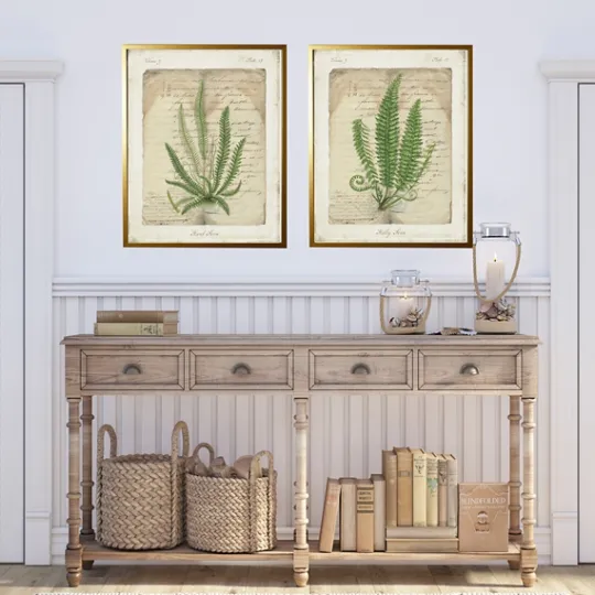 Kirkland's Home Vintage Green Ferns Framed Art Prints, Set Of 2- Framed Art