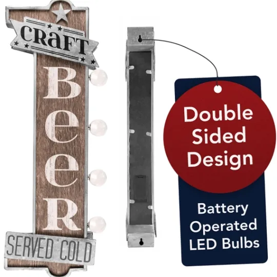 Kirkland's Home Vintage Led Metal Craft Beer Bar Marquee Plaque- Wall Quotes & Signs