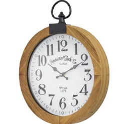 Kirkland's Home Vintage Pocket Watch Wooden Wall Clock- Clocks