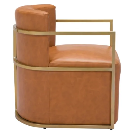 Kirkland's Home Vinyl And Gold Frame Accent Chair- Accent Chairs