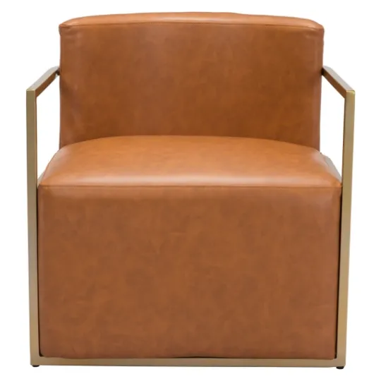 Kirkland's Home Vinyl And Gold Frame Accent Chair- Accent Chairs