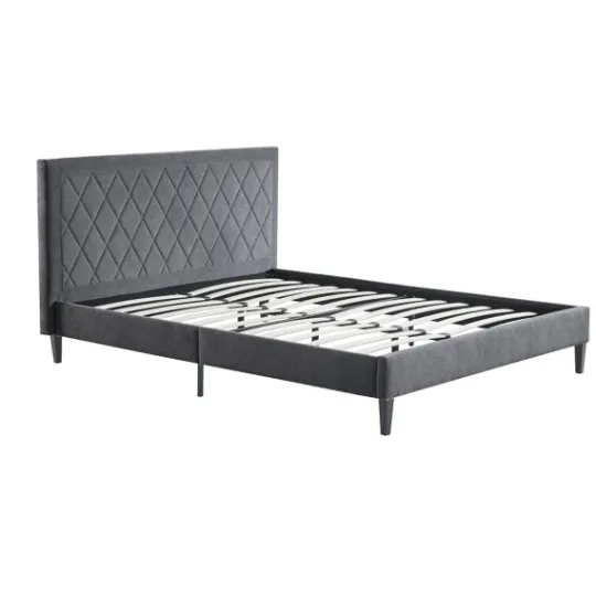 Kirkland's Home Viv Charcoal Diamond Tufted Queen Bed Frame- Beds & Headboards