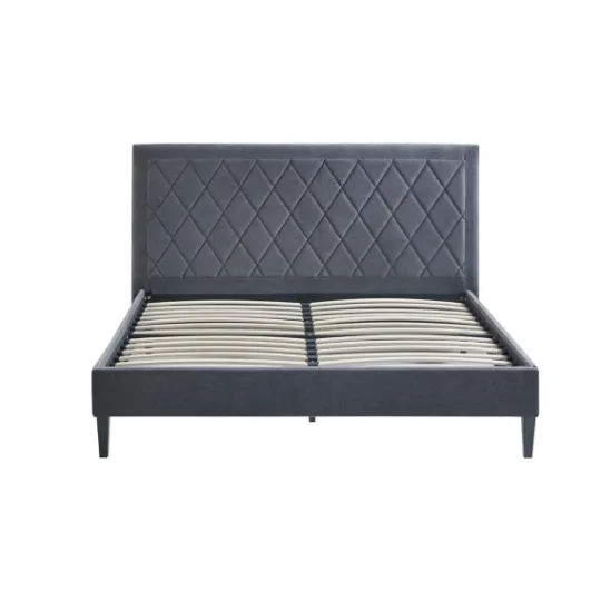 Kirkland's Home Viv Charcoal Diamond Tufted Queen Bed Frame- Beds & Headboards