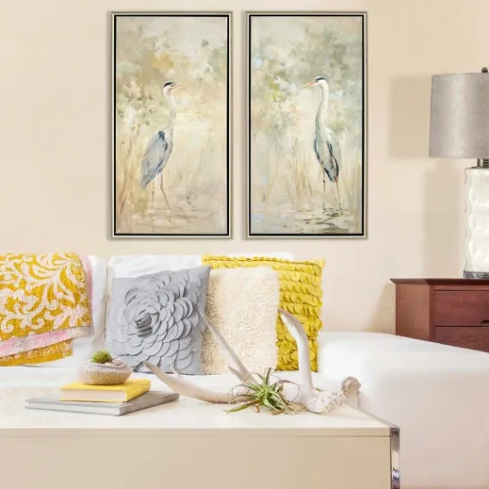 Kirkland's Home Wading Heron 2-Pc. Floater Framed Art Print Set- Framed Art