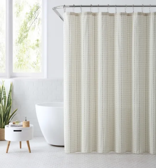Kirkland's Home Waffle Cotton Blend Shower Curtain- Shower Curtains