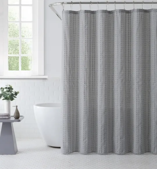 Kirkland's Home Waffle Cotton Blend Shower Curtain- Shower Curtains