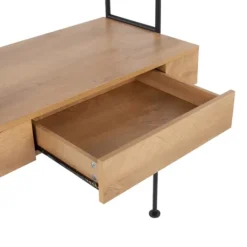 Kirkland's Home Wall-Mounted Steel And Blonde Wood Desk- Office Furniture