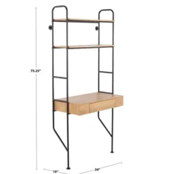 Kirkland's Home Wall-Mounted Steel And Blonde Wood Desk- Office Furniture