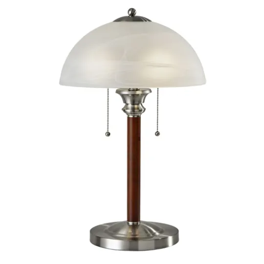 Kirkland's Home Walnut Alabaster Frosted Glass Table Lamp- Desk Lamps & Task Lighting