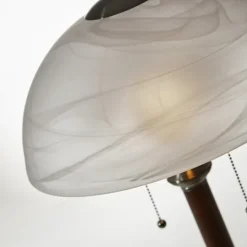 Kirkland's Home Walnut Alabaster Frosted Glass Table Lamp- Desk Lamps & Task Lighting