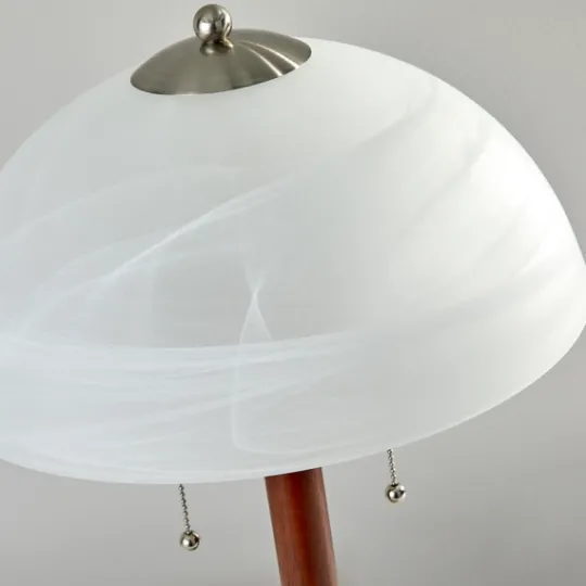 Kirkland's Home Walnut Alabaster Frosted Glass Table Lamp- Desk Lamps & Task Lighting