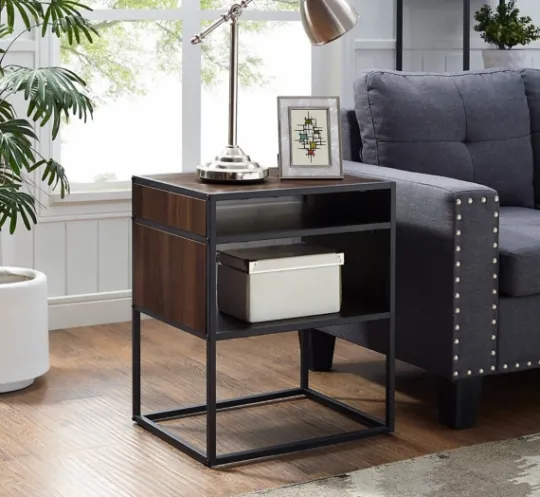 Kirkland's Home Walnut And Metal Mid-Century Modern Accent Table- Accent & End Tables