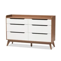 Kirkland's Home Walnut And White Mid-Century Modern Dresser- Dressers & Chests