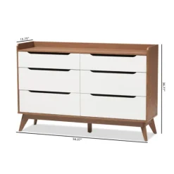 Kirkland's Home Walnut And White Mid-Century Modern Dresser- Dressers & Chests