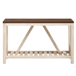 Kirkland's Home Walnut And Whitewash A-Frame Console Table- Console Tables
