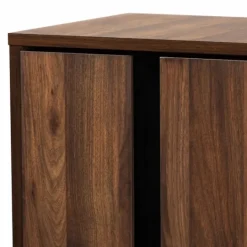 Kirkland's Home Walnut Asymmetrical Shoe Storage Cabinet- Entryway Furniture