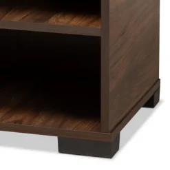 Kirkland's Home Walnut Asymmetrical Shoe Storage Cabinet- Entryway Furniture
