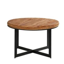 Kirkland's Home Walnut Beaded Industrial Coffee Table- Coffee Tables