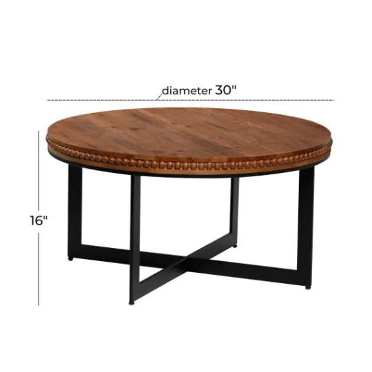 Kirkland's Home Walnut Beaded Industrial Coffee Table- Coffee Tables