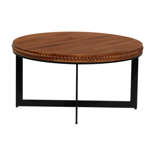 Kirkland's Home Walnut Beaded Industrial Coffee Table- Coffee Tables