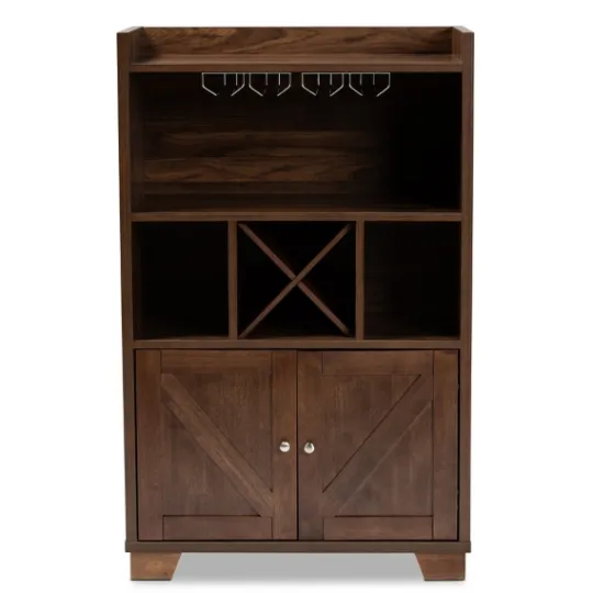 Kirkland's Home Walnut Brown Open Shelf Wine Cabinet- Cabinets & Sideboards