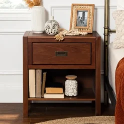 Kirkland's Home Walnut Classic 1-Drawer Nightstand- Nightstands