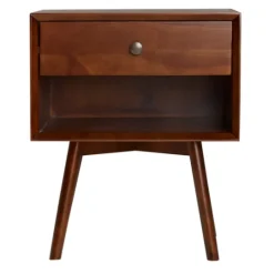 Kirkland's Home Walnut 1-Drawer Mid Century Nightstand- Nightstands