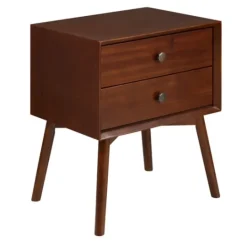 Kirkland's Home Walnut 2-Drawer Mid-Century Modern Nightstand- Nightstands