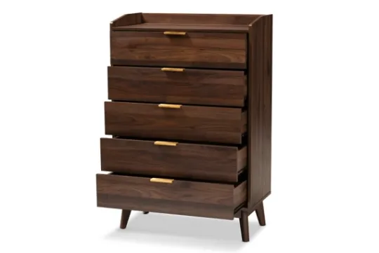 Kirkland's Home Walnut 5-Drawer Wood Chest- Dressers & Chests