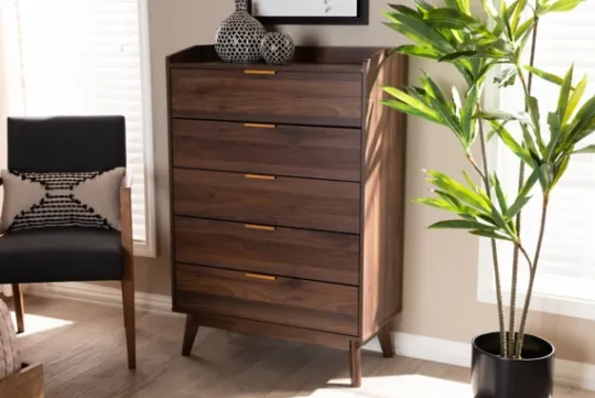 Kirkland's Home Walnut 5-Drawer Wood Chest- Dressers & Chests