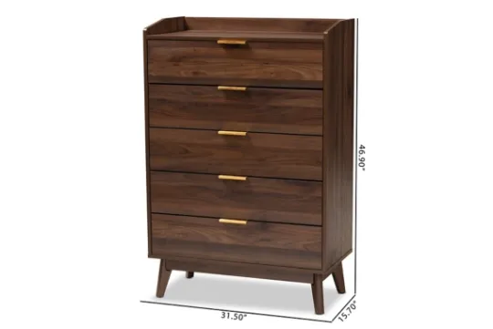 Kirkland's Home Walnut 5-Drawer Wood Chest- Dressers & Chests
