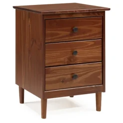 Kirkland's Home Walnut 3-Drawer Wood Nightstand- Nightstands