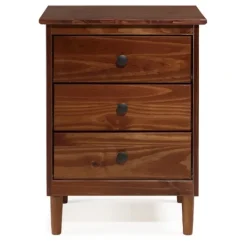 Kirkland's Home Walnut 3-Drawer Wood Nightstand- Nightstands